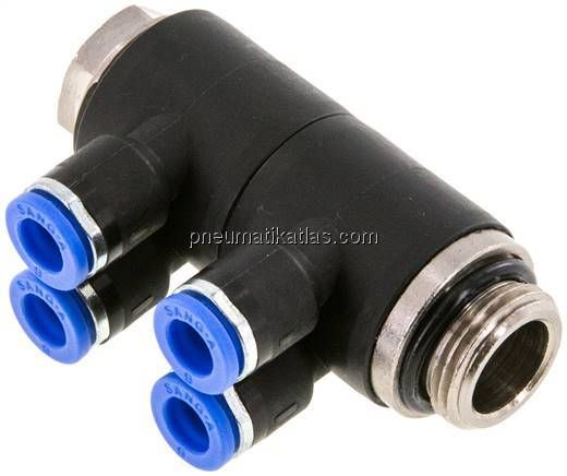 Steck-Mehrfachverteiler, 4-fach G 3/8"-6mm, IQS-Standard