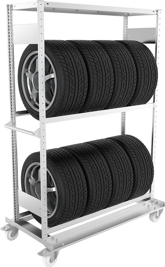 META Räderregalwagen METACLIP verzinkt B1300xT400-xH1850mm 2 Lagerebenen F-achlast 150kg
