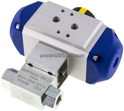Pneumat. Hochdruck-Kugelhahn, Stahl, doppeltwirkend, G 1/4"