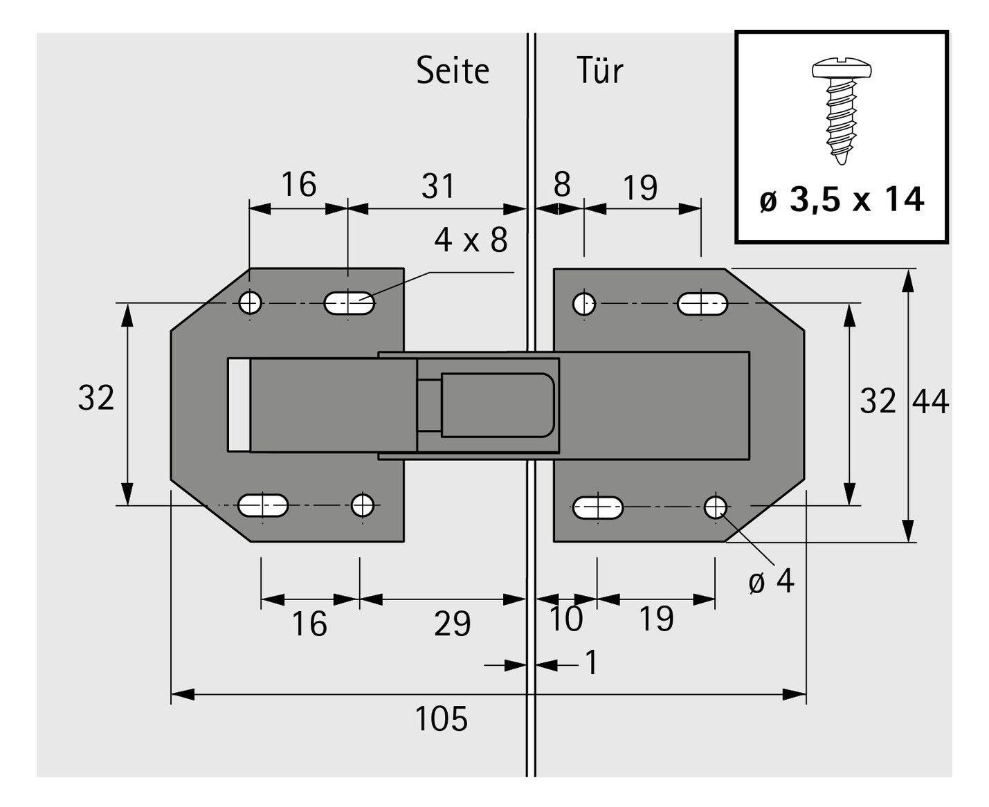 HETTICH Aufschraubscharnier mit Feder 90°