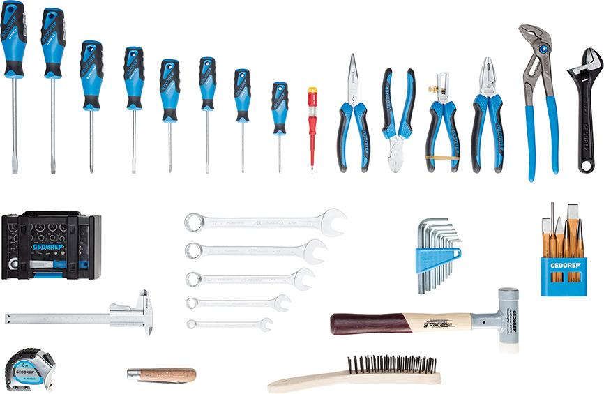 Werkzeugsortiment Basic Universal 74-teilig im ABS-Koffer Gedore