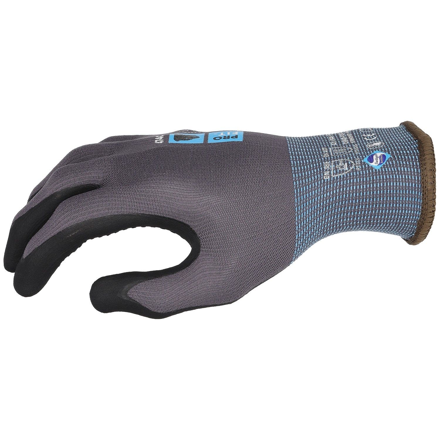 Nitril Handschuhe, "Maxim cool dots",Noppen, grau/schwarz 10