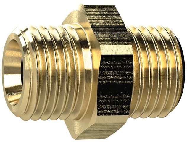Doppelnippel, Messing AG G 1" x G 1", SW 38mm RIEGLER