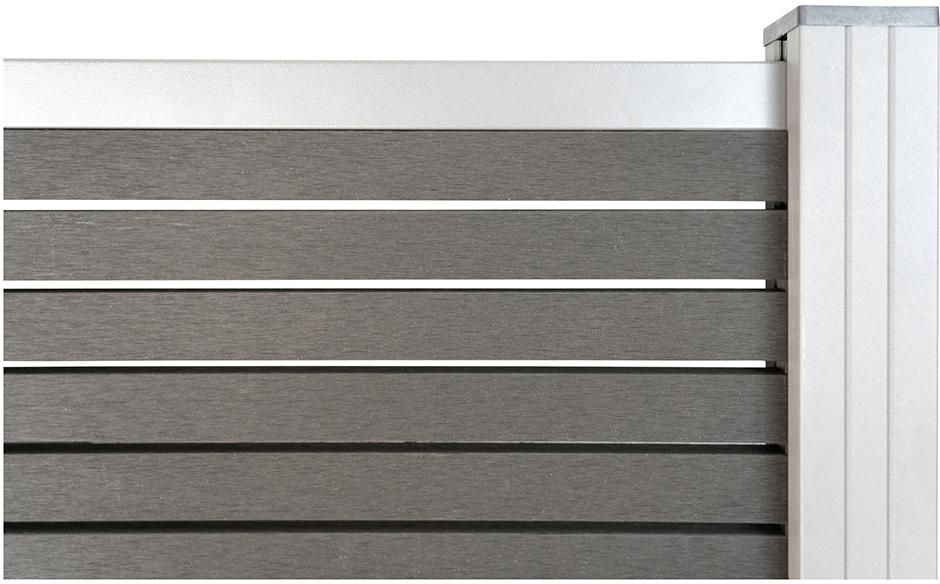 HÖRVIG-Serie SILBER 180 x 180 cm SCHIEFERGRAUinkl. Start-& Abschluss BPC-Steckzaun