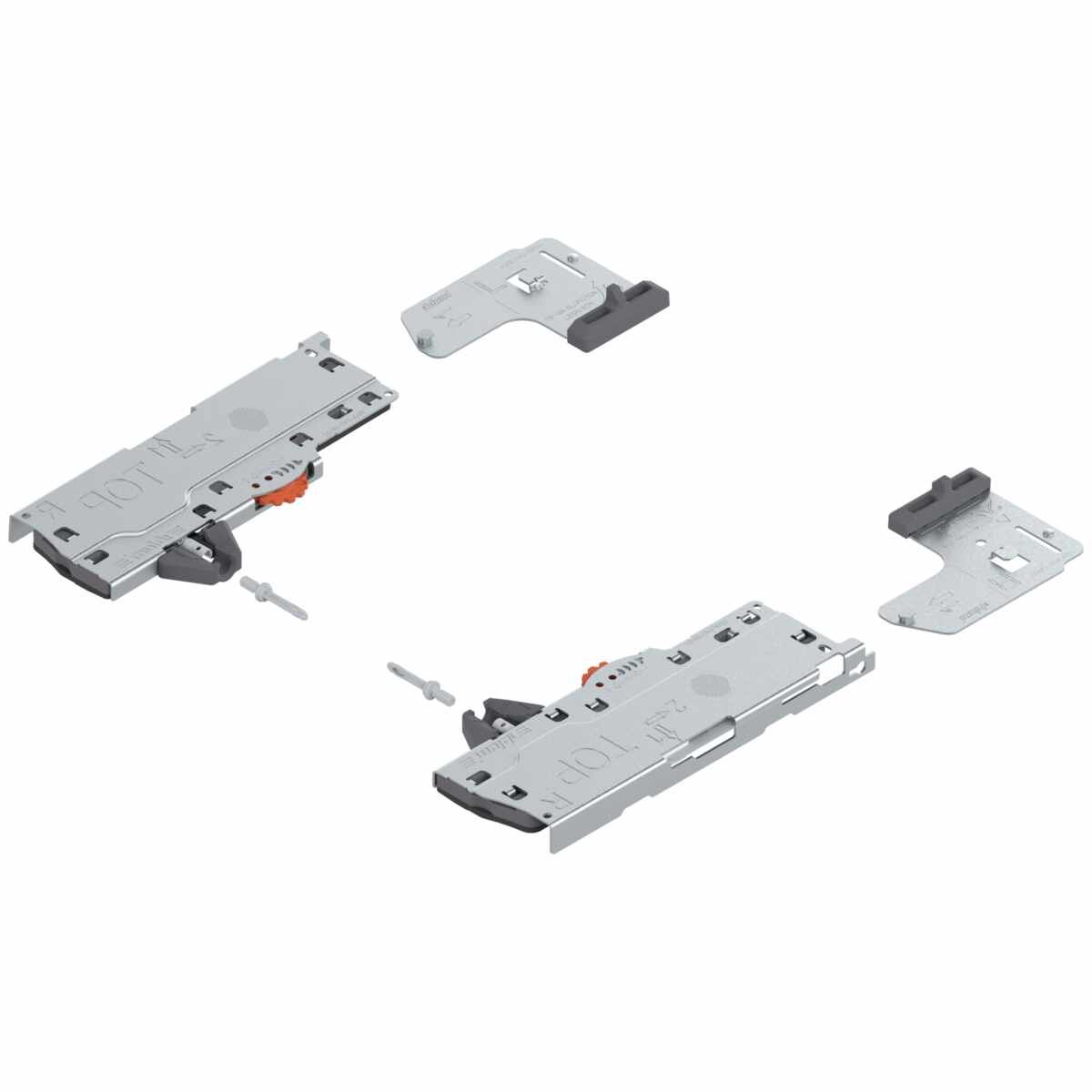 Set (TIP-ON BLUMOTION Einheit + Mitnehmer + Adapter), für LEGRABOX, für MOVENTO, Typ S0, NL=270-320 mm, Gesamtgewicht des Auszugs=0-10 kg, links/rechts, weiß