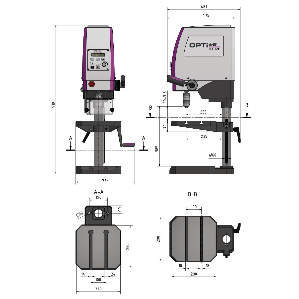 Tischbohrmaschine Optimum OPTIdrill DX 17E