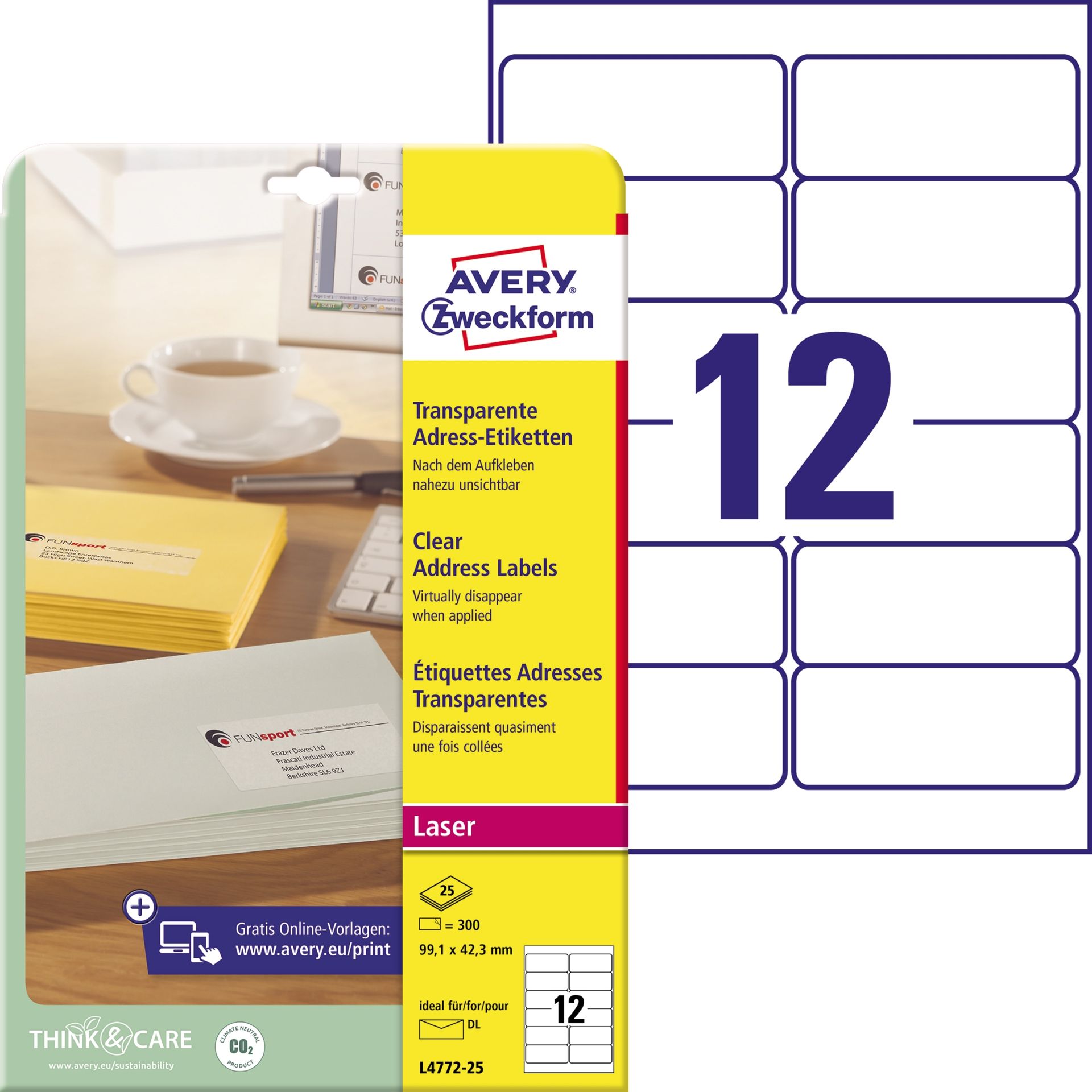 Adressetikett transparent 300 St./Pack.