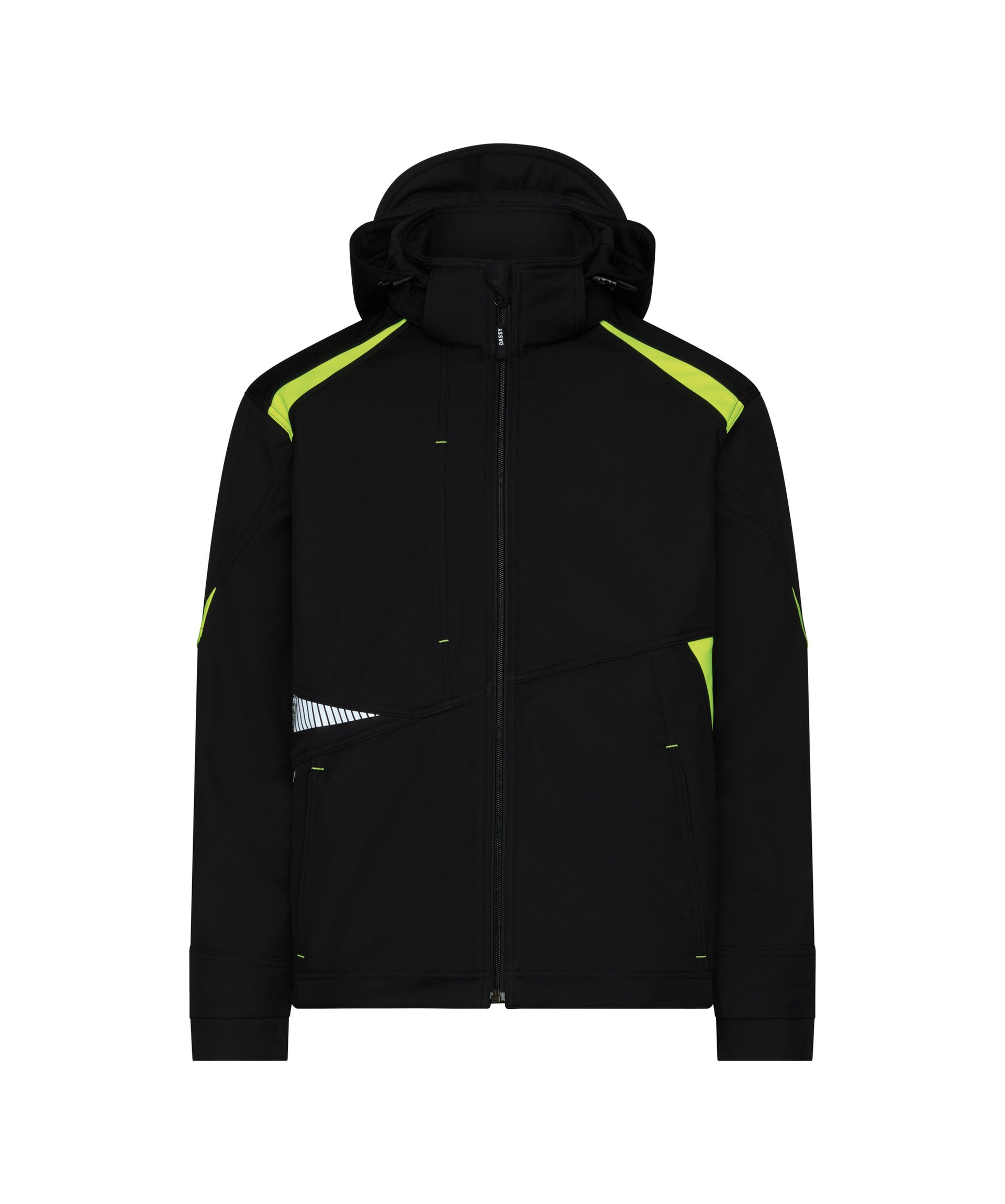 DASSY® Kalama - Softshell-jacke - schwarz/neongelb, Gr. XS