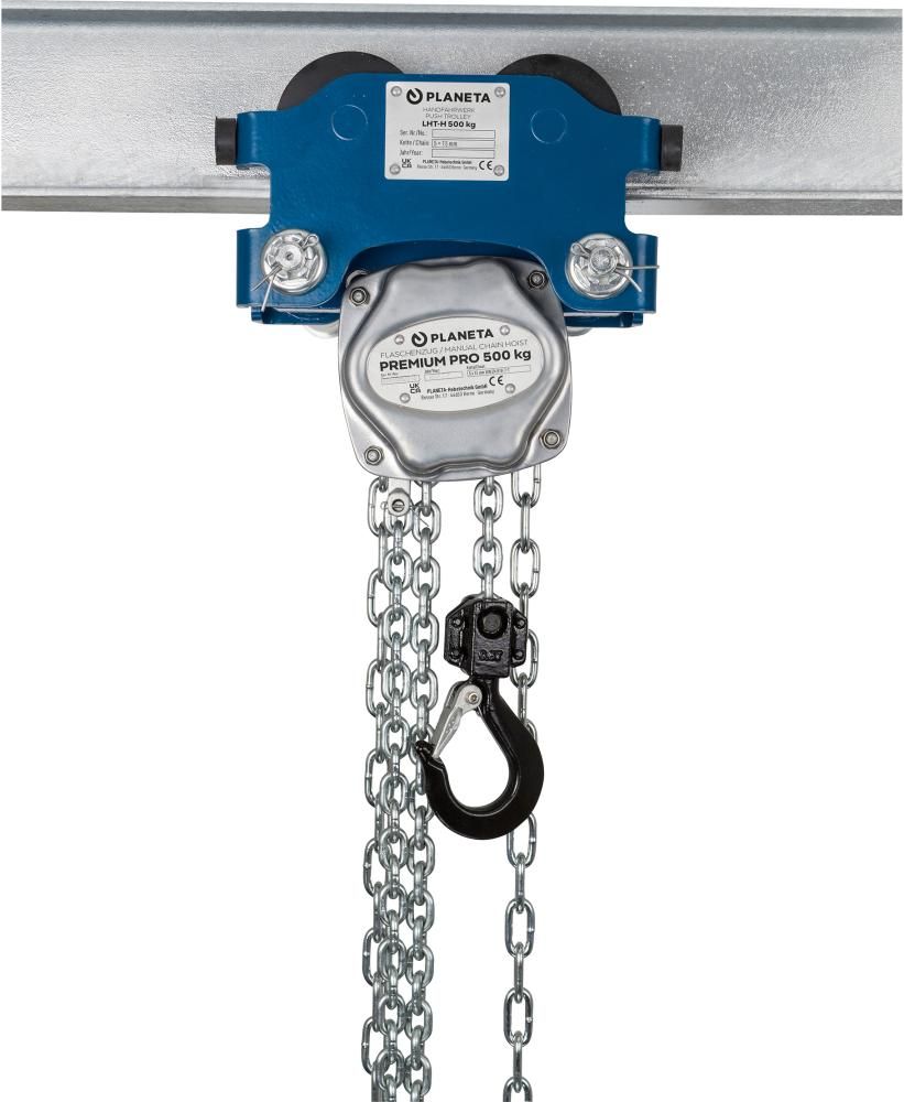 Kombifahrwerk LHT-H-005L mit Handlaufkatze und Flaschenzug Hub 3,0m Tragkraft 500kg