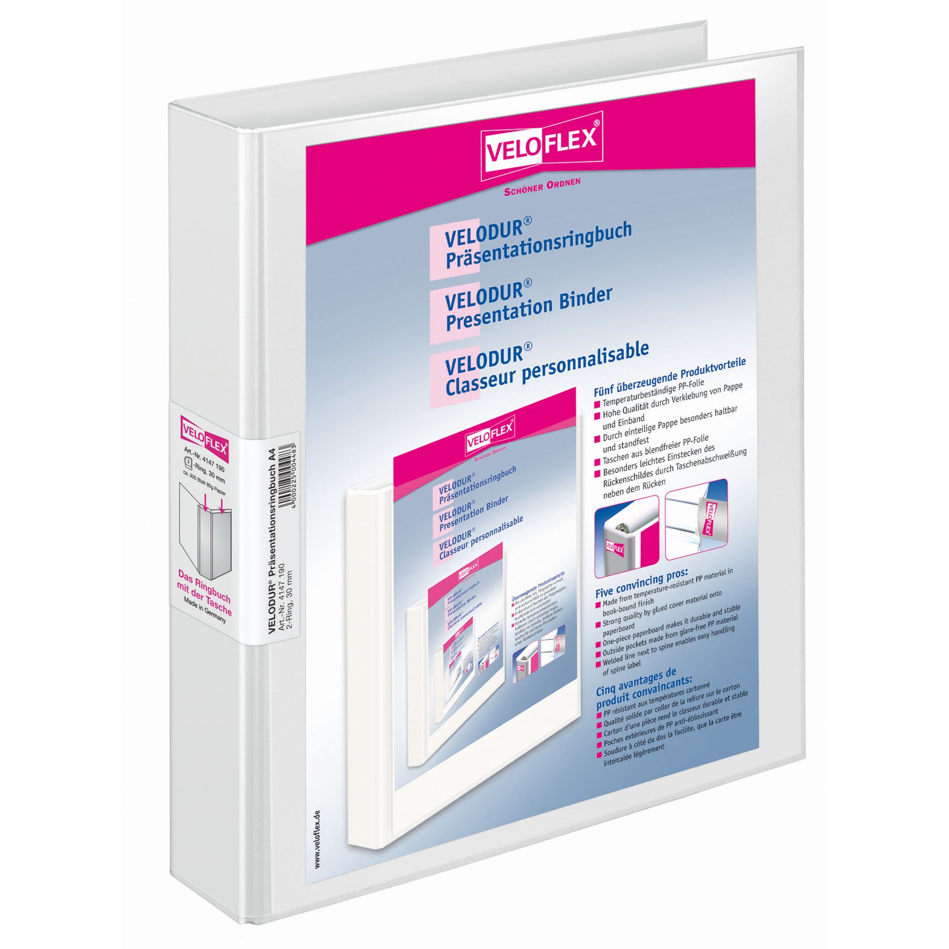 Präsentationsringbuch VELODUR DIN A4 weiß