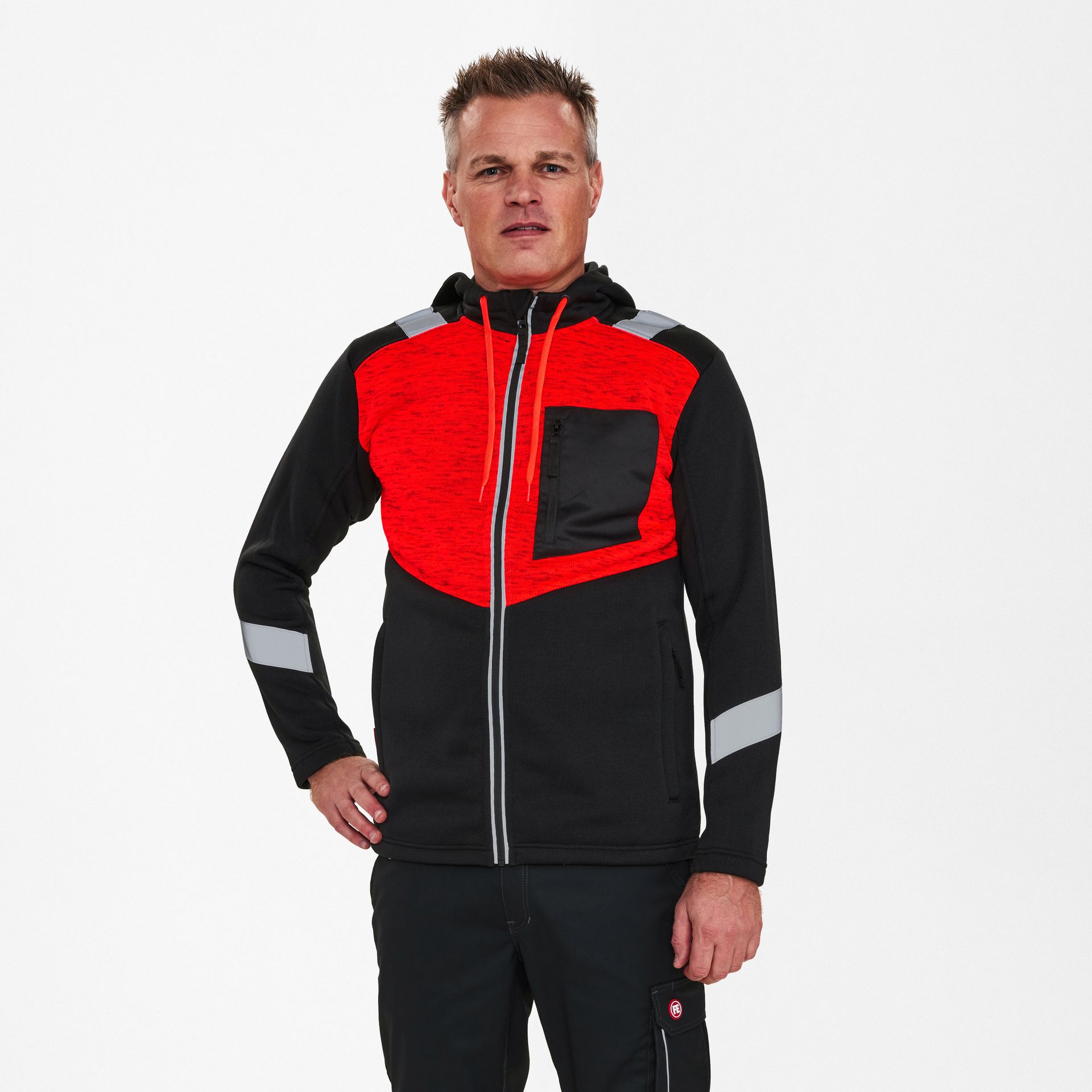 Cargo Strickcardigan Schwarz/Rot, Gr. 5XL