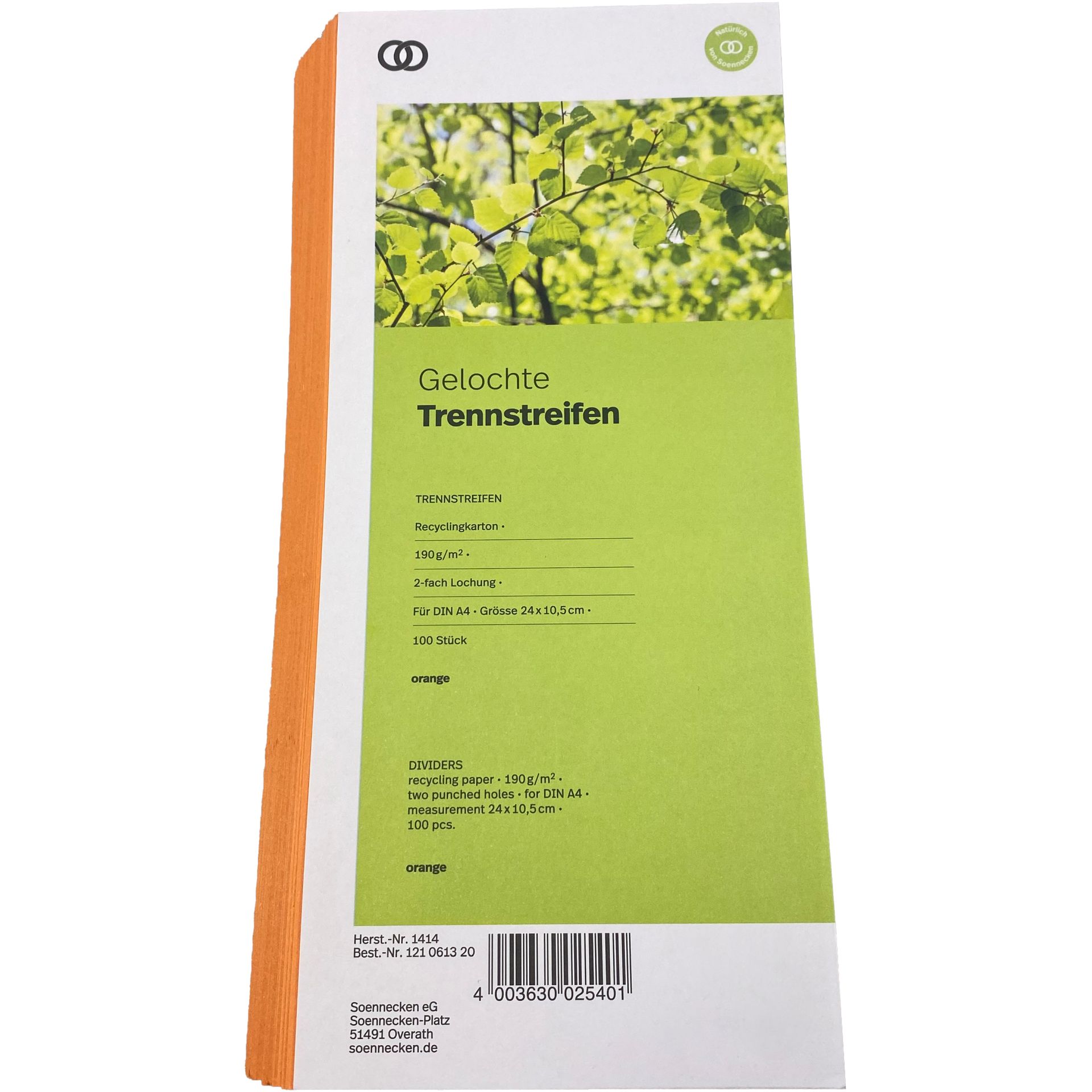 Trennstreifen oeco 10,5x24cm orange 100St.