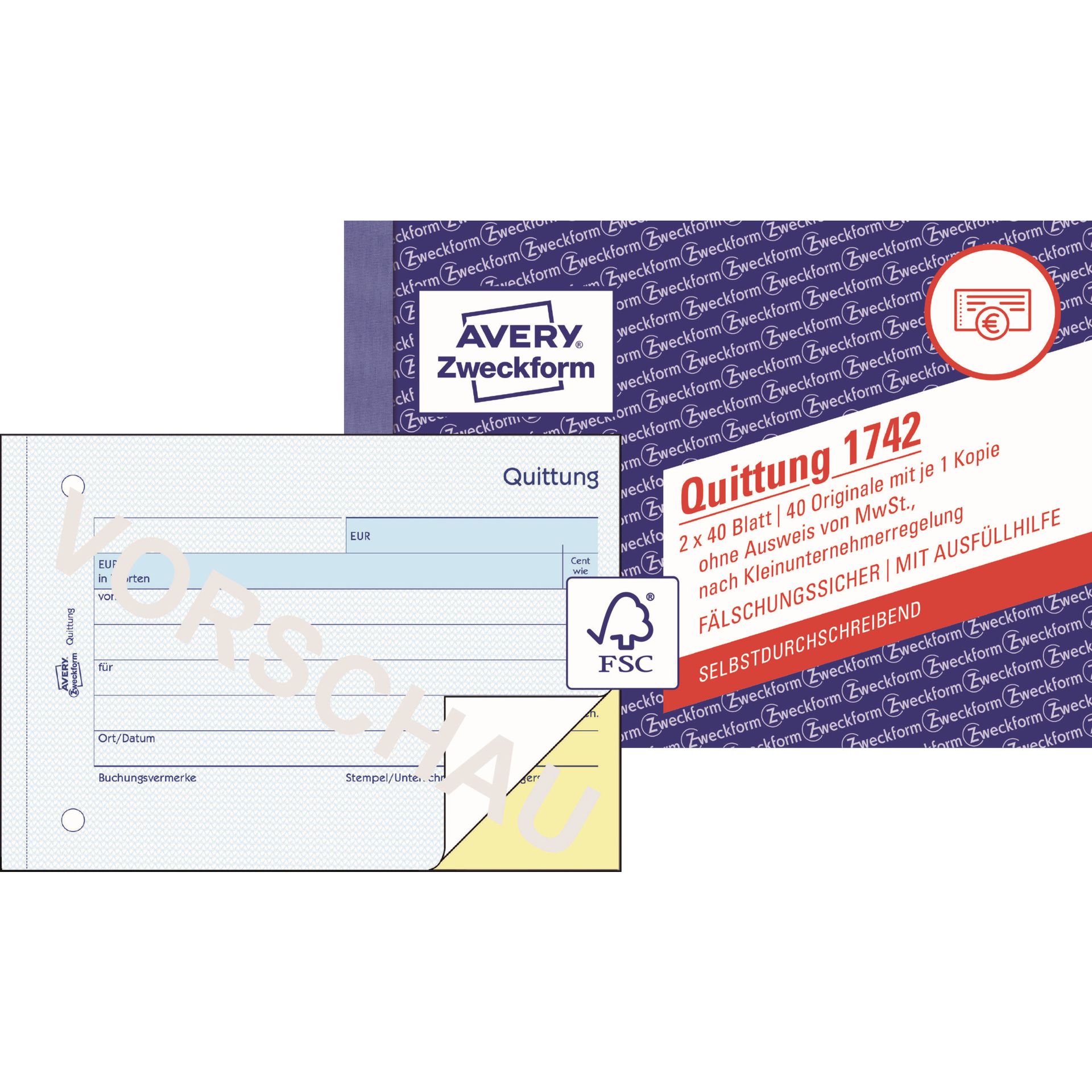 Quittung Kleinunternehmer DIN A6 SD 2x40 Bl
