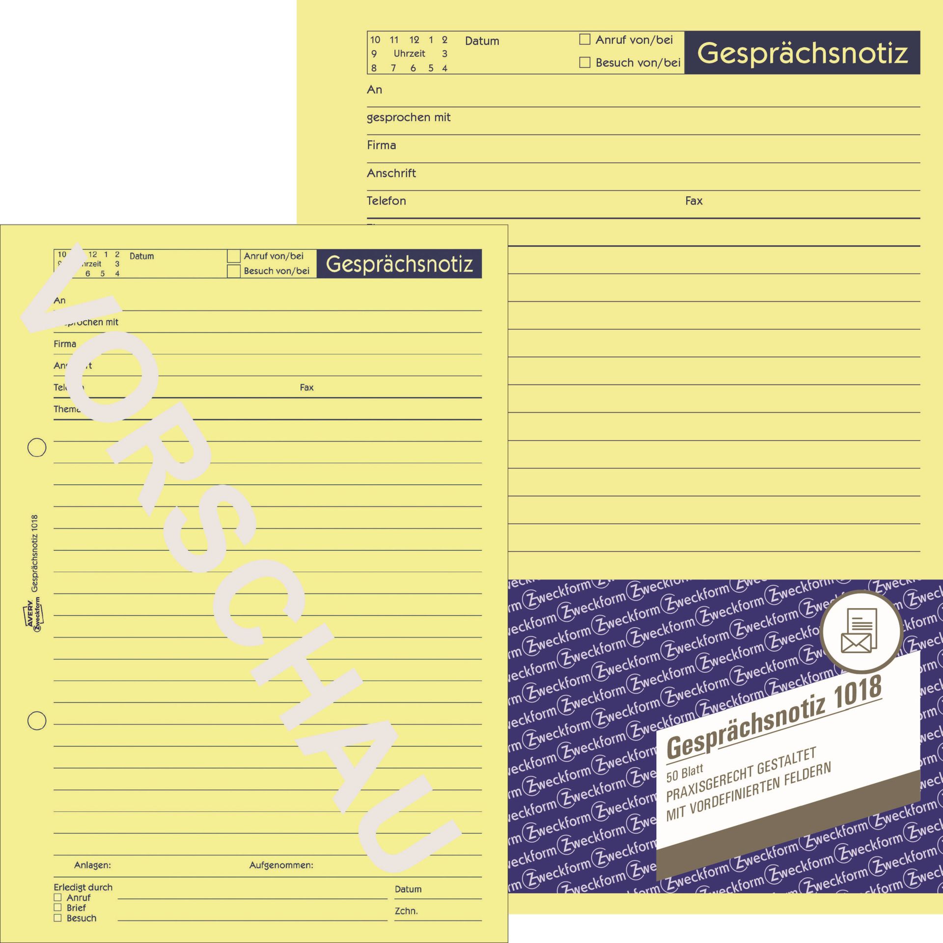 Gesprächsnotiz DIN A5 gelb 50Blatt