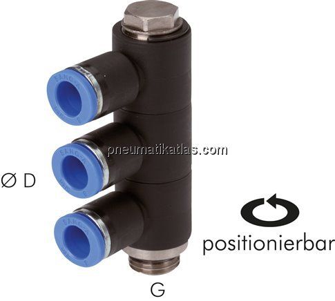Steck-Mehrfachverteiler, 3-fach G 1/8"-4mm, IQS-Standard