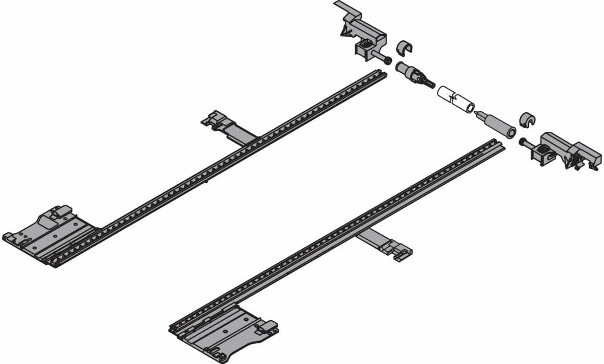 MOVENTO Seitenstabilisierung, NL=400 mm, KB=1400 mm, Vollauszug, zum Ablängen, R7037 staubgrau