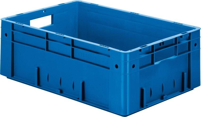 Transport-Stapelkasten B600xT400xH210 mm blau Auflast 700kg mit Griffloch LA-KA-PE
