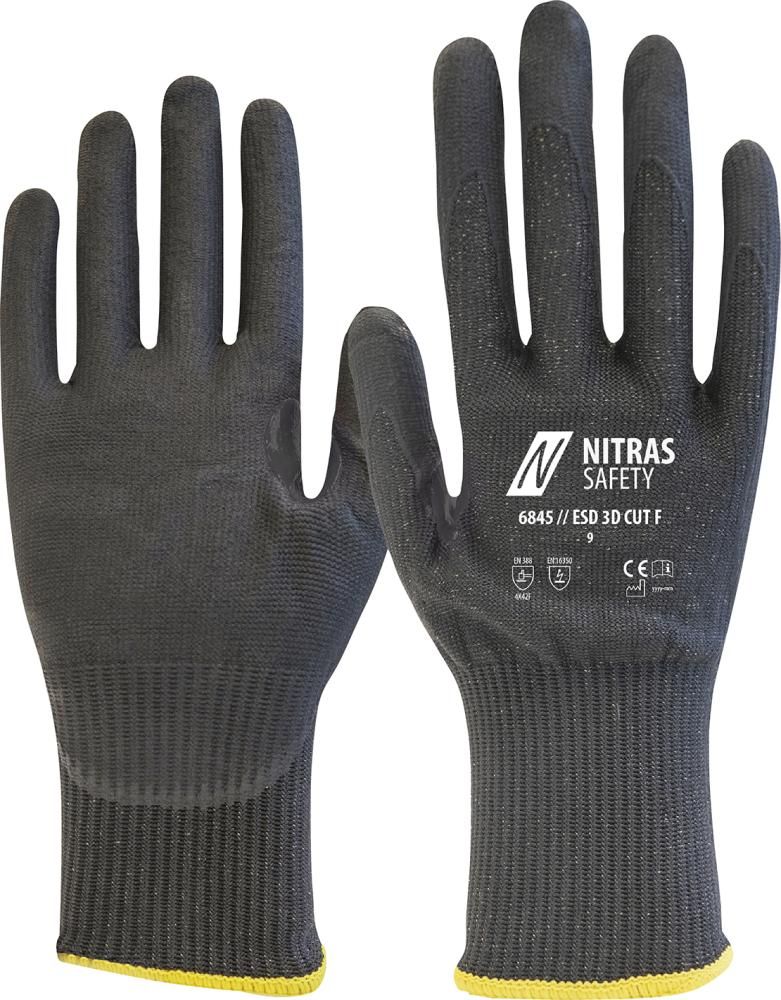 Schnittschutzhandschuh, ESD 3D Cut F, anthrazit, Gr. 08 Nitras