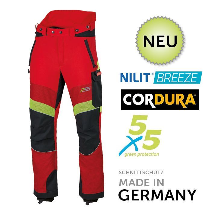 PSS X-treme Schnittschutzhose Breeze rot/gelb - Gr. 58
