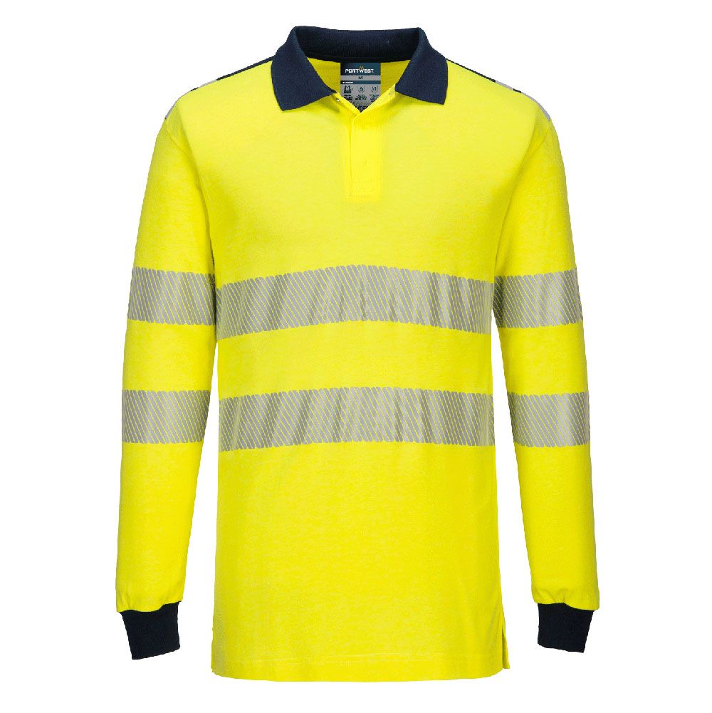 Portwest PW3 Warnschutz-Polo-Shirt, Gelb/Blau, Gr. 2XL
