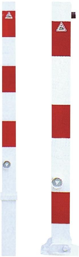 Absperrpfosten rot/weiß H1300xB70xT70 mm mit Dreikantverschluss zum Einbetonieren Schake