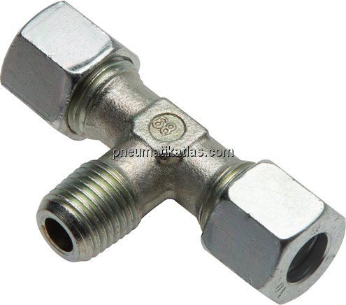 T-Schneidringverschraubung M 8x1 (konisch)-4 LL (M8x1), Stahl verzinkt