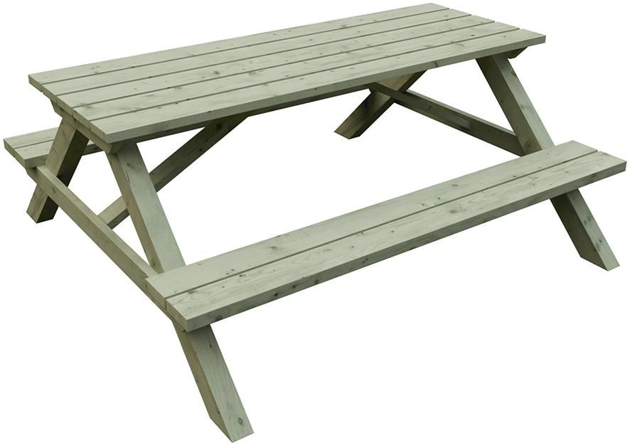 ELLA Picknicktisch rechteckig 180x170x75cm Sitzbohlen 40mm kdi-grün Tischbohlen 30x120mm