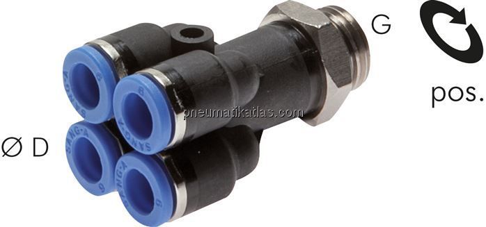 Steckanschluss-Mehrfachvert. G 1/8"-4mm, IQS-Standard