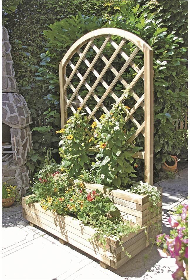 VITJA Blumenkübel 2StufenB 100 x T 50 x H 40 cm, inkl. Folieneinsatz kdi-grün