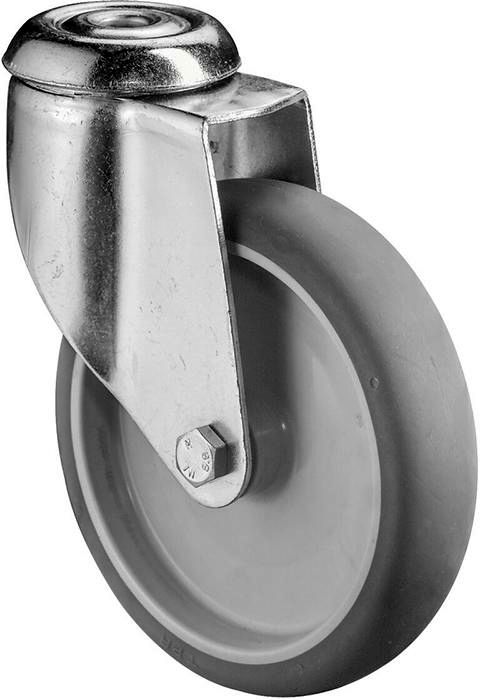 Lenkrolle 125 mm, C101 Rückenloch,Gummirad,GL C101.A80.125
