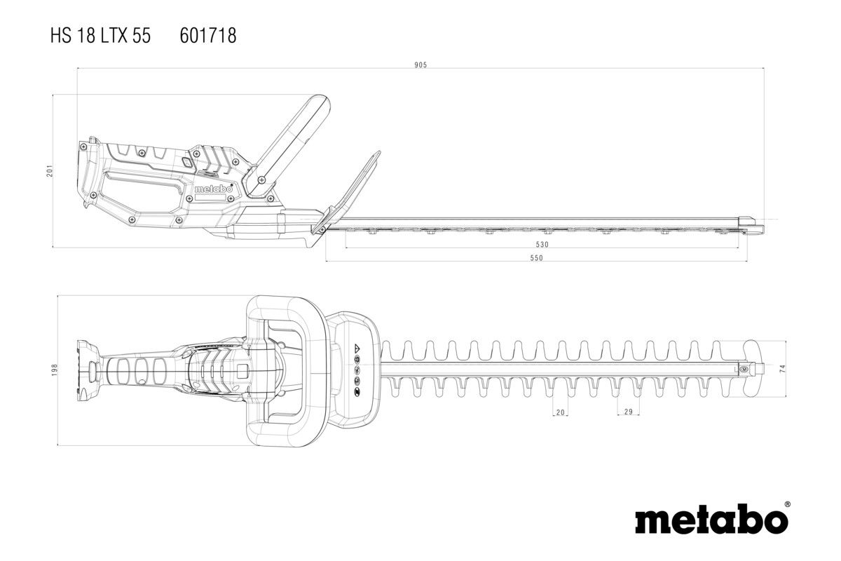 Akku-Heckenschere solo HS 18 LTX 55 Metabo ohne Akku ohne Ladegerät Karton