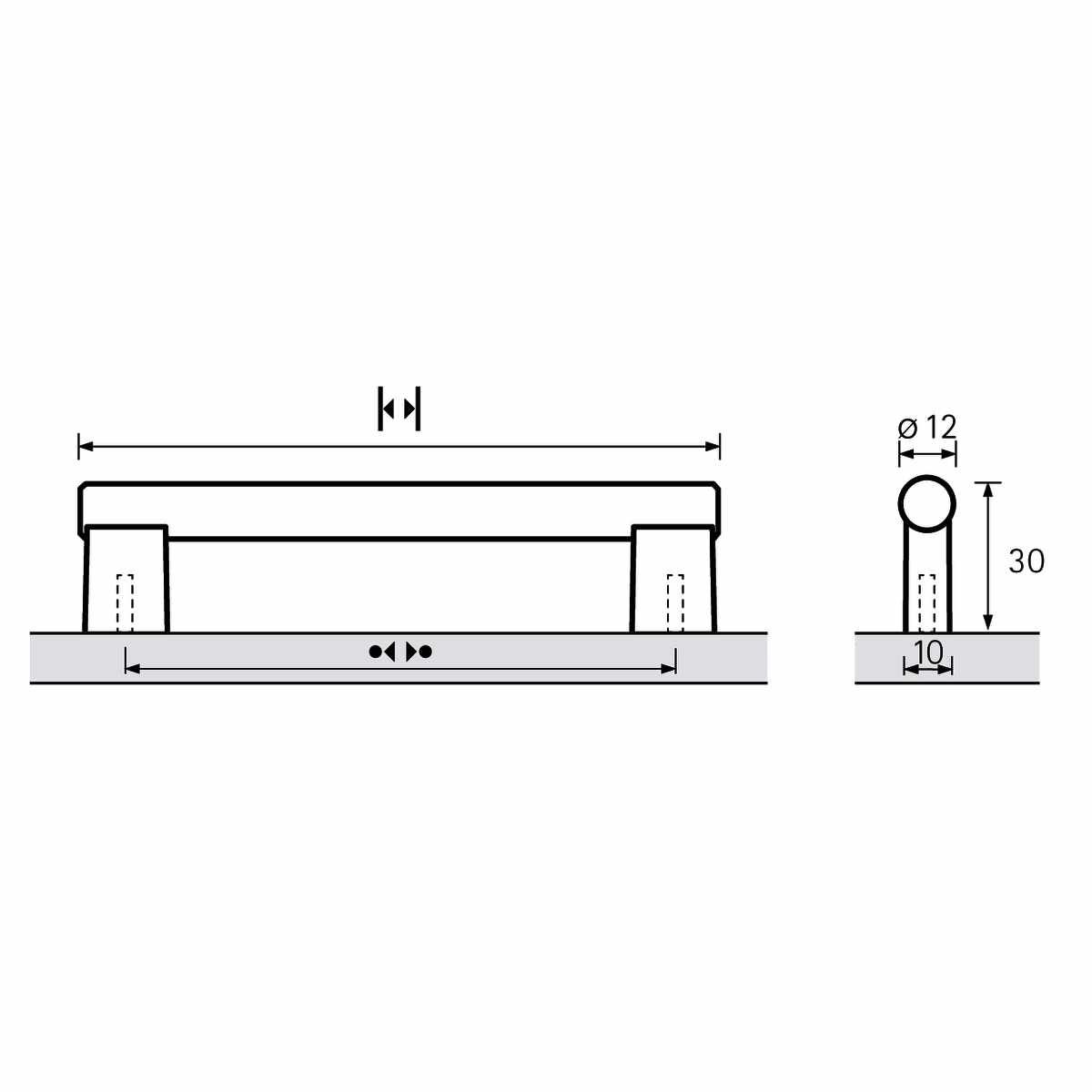 Griff Vieste, Bohrabstand 96, L 120 mm, H 30 mm, ø