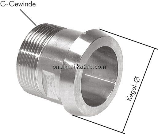 Kegelstutzen (Milchgewinde) 22mm Kegel-G 3/8", 1.4404
