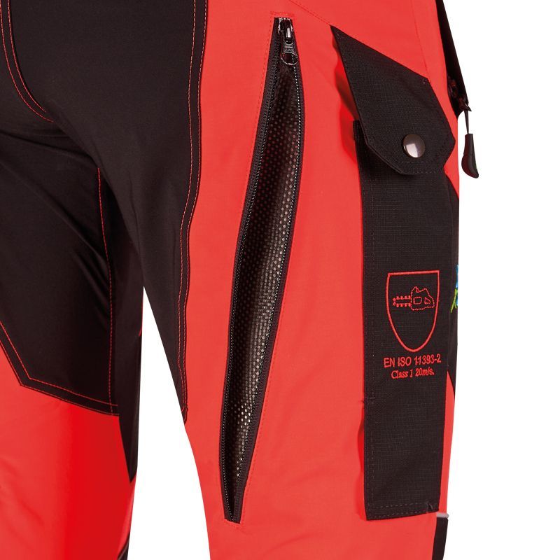 PSS X-treme Schnittschutzhose Breeze EN 20471 neonrot/schwarz - Gr. 50