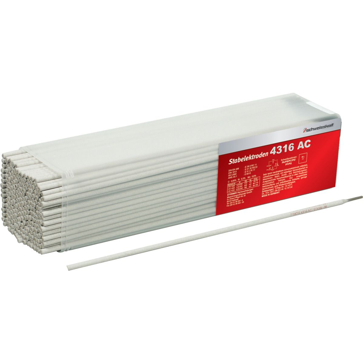 Stabelektrode Schweisskraft 4316 AC 2,5 x 300 mm, 67 Stück
