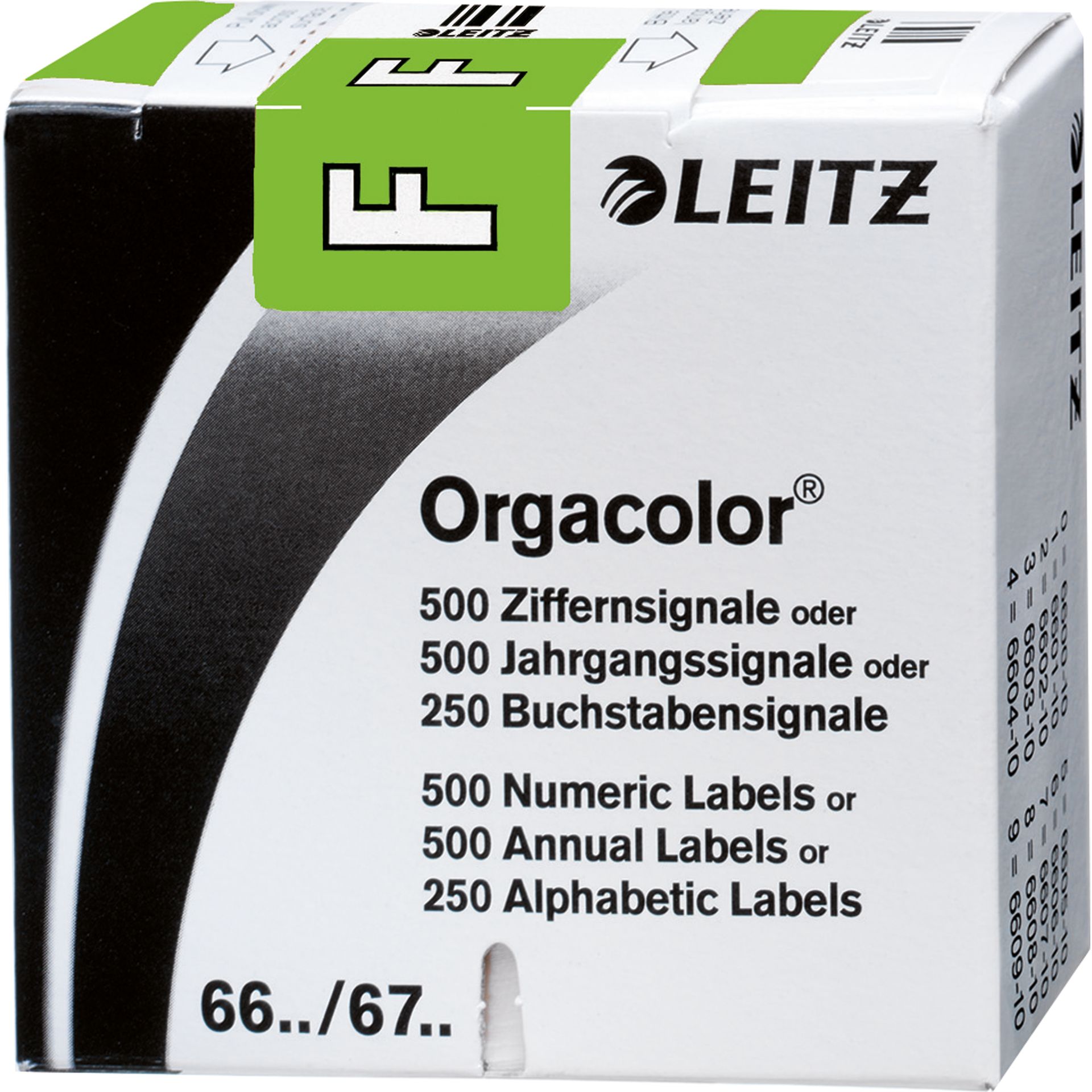 Buchstabensignal Orgacolor F grün 250 St./Pack.
