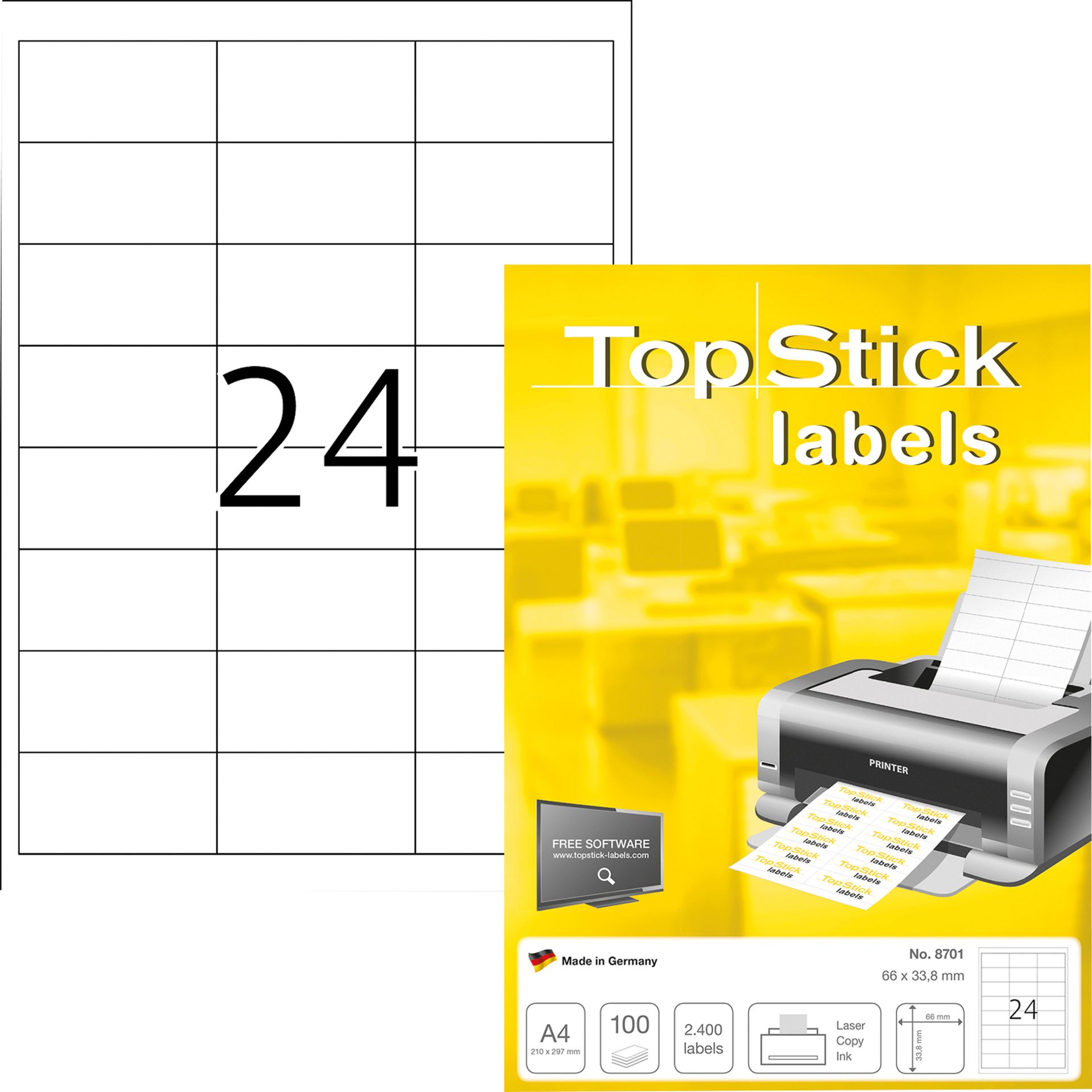 Etikett TopStick 66x33,8mm ws 2.400St