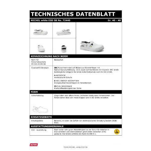 ELTEN MICHEL Sicherheitsclog SB ESD, Weiß, Gr. 45