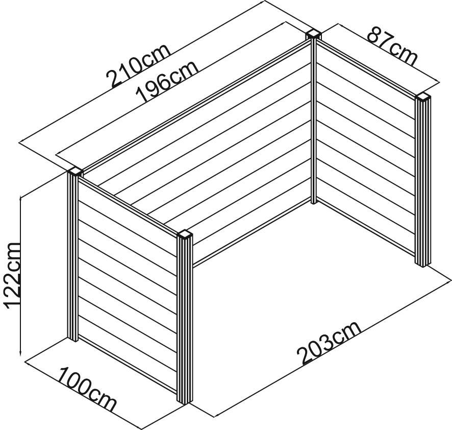Mülltonnen-EinfassungAluminium 3 x 240 Liter213 x 115 x 122 cm rtikel