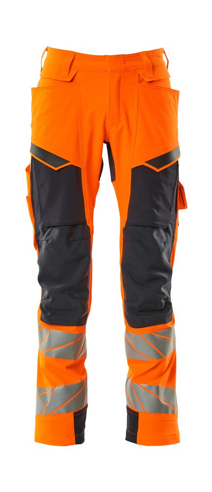 Hose mit Knietaschen Hi-vis Orange/Schwarzblau, 76C46