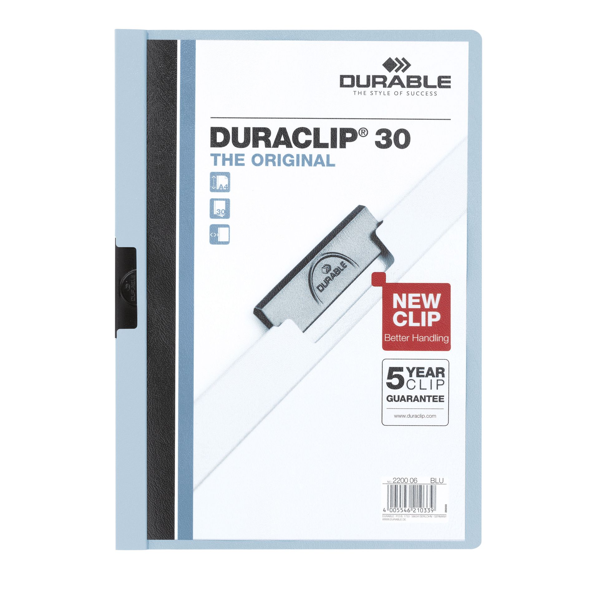 Klemmmappe DURACLIP 30 DIN A4 Hartfolie blau