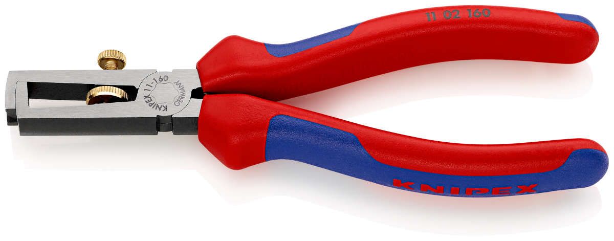KNIPEX 11 02 160 Abisolierzange mit Öffnungsfeder, universal mit Mehrkomponenten-Hüllen schwarz atramentiert 160 mm