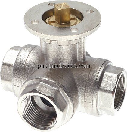 3-Wege-Kugelhahn, Direktmontageflansch G 1/4", L-Bohrung