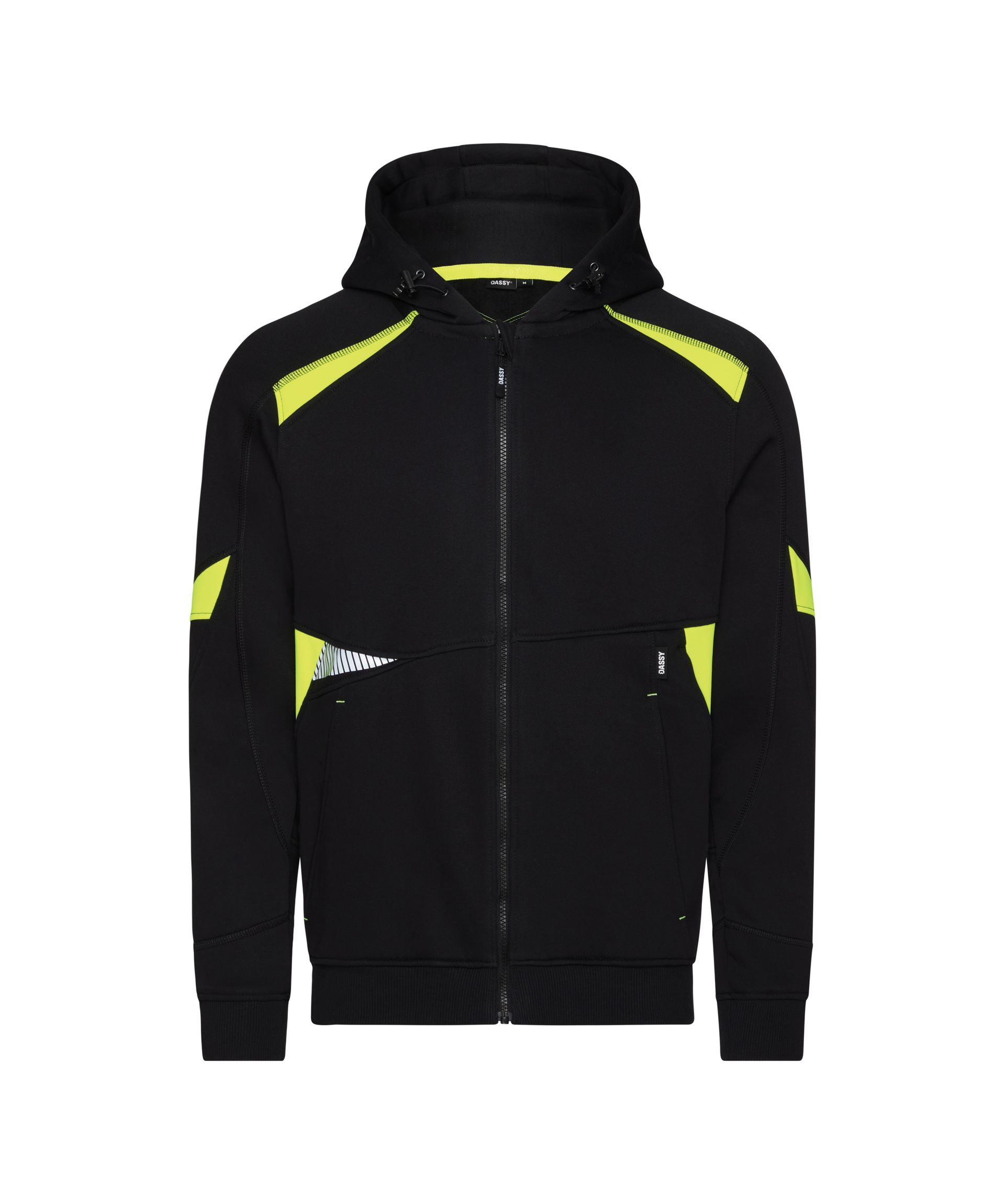 DASSY® Santos - Kapuzensweatshirt - schwarz/neongelb, Gr. XS