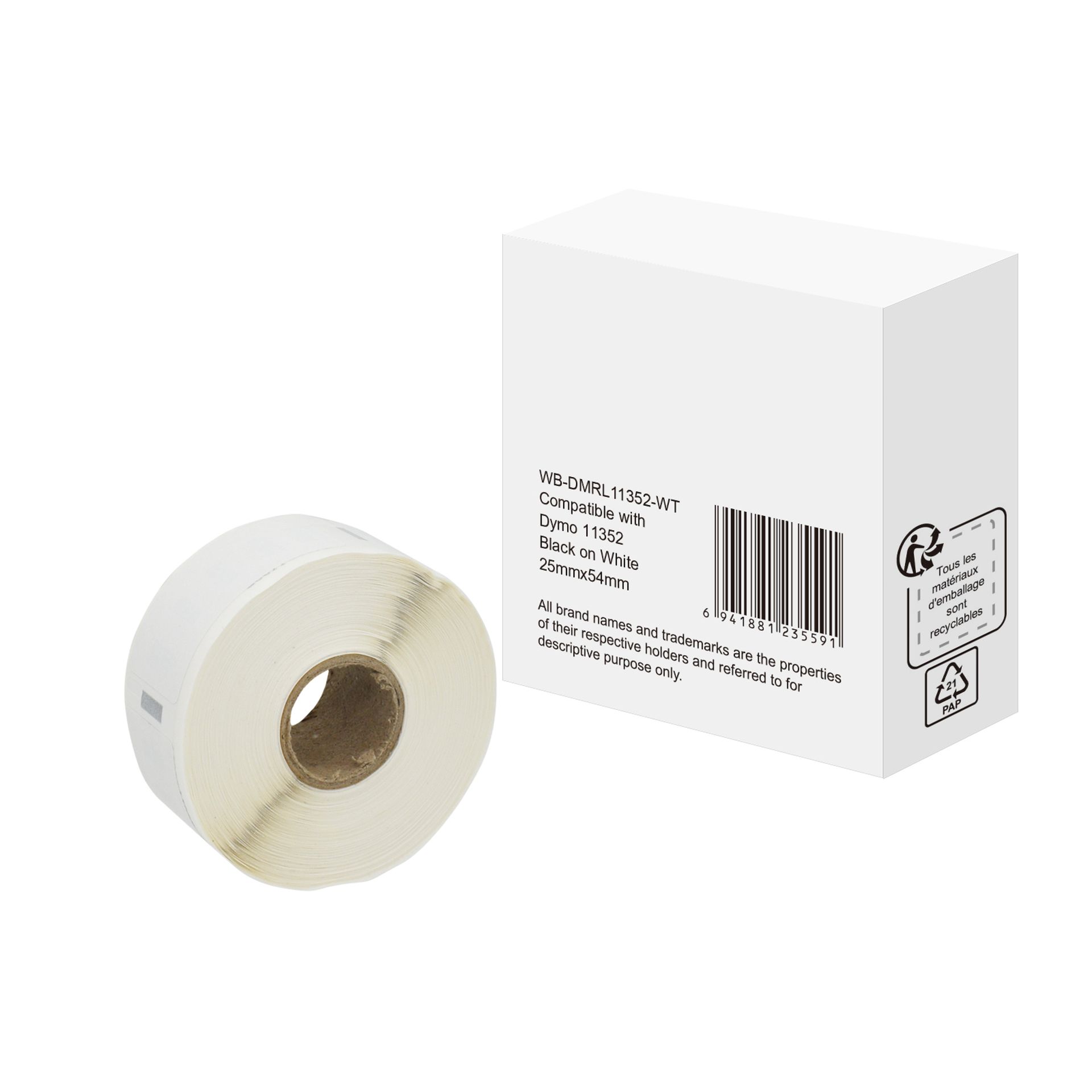 Etikett wie Dymo 11352  25x54mm sw auf ws 500St