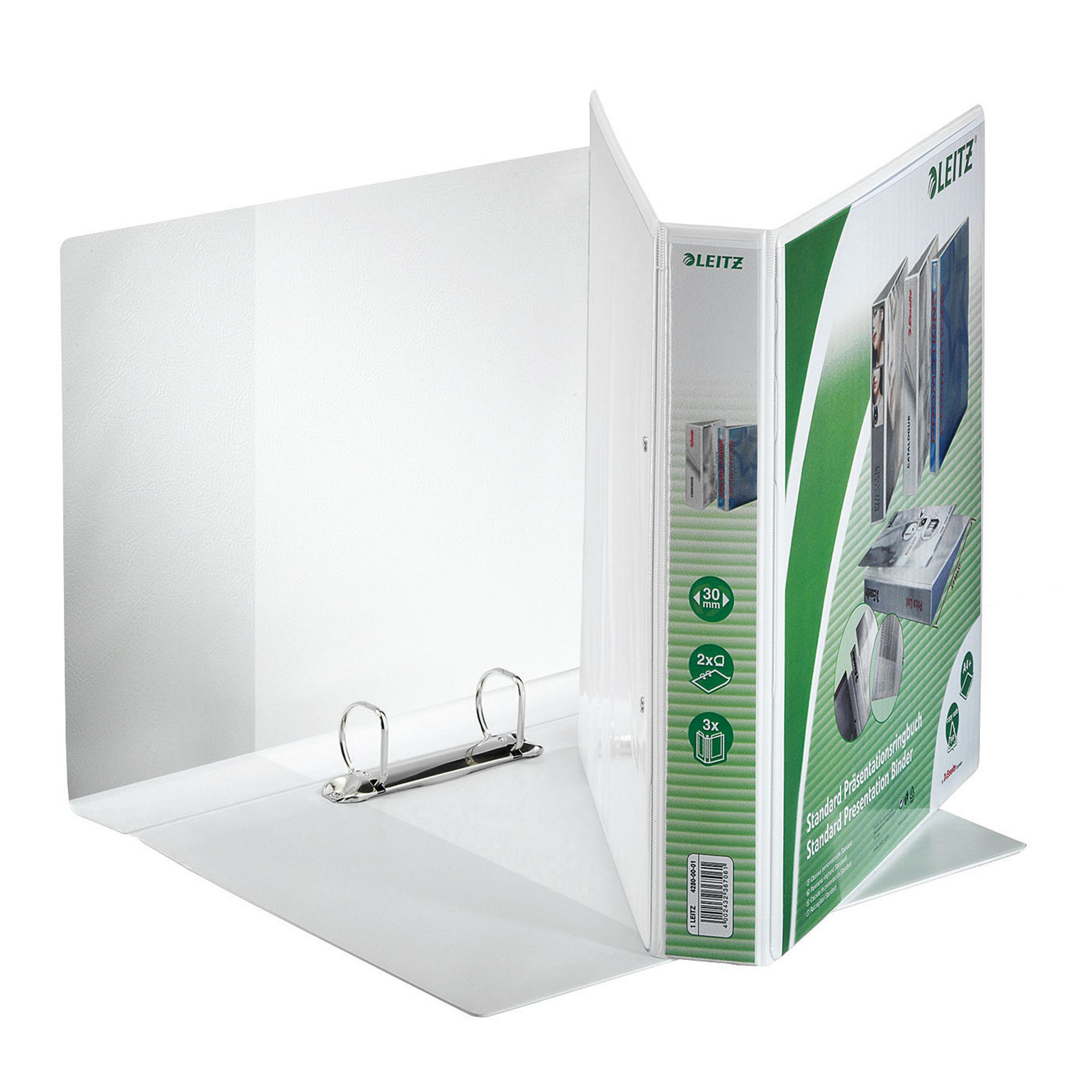 Präsentationsringbuch A4 PP 2Ri 30mm ws
