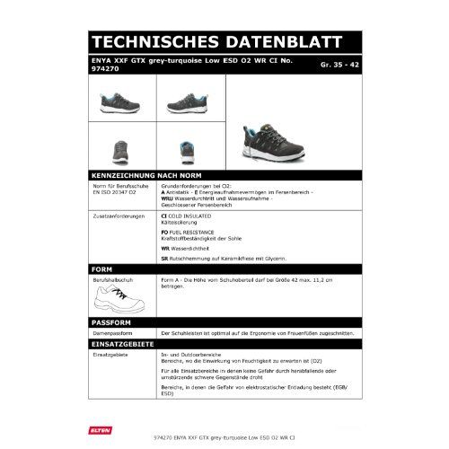 ELTEN ENYA XXF WR Berufshalbschuh O2 ESD, Grau, Gr. 42