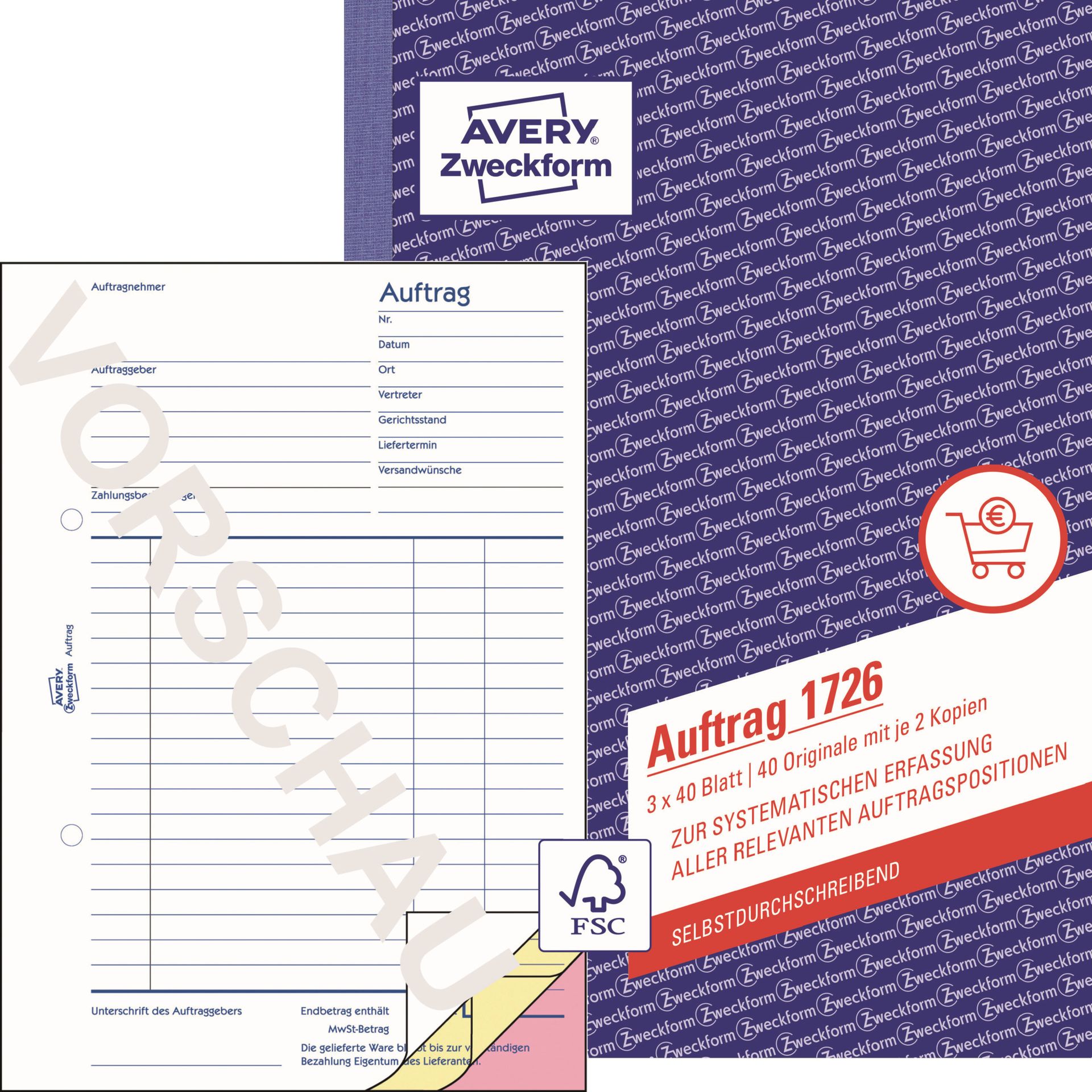 Auftragsformular DIN A5 3x40Blatt