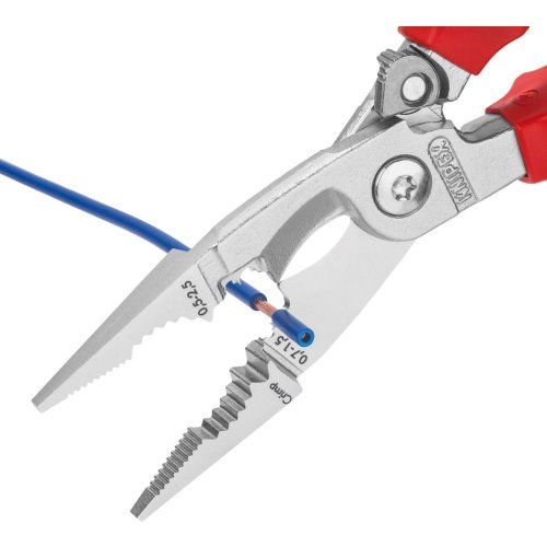 Elektroinstallationszangeverchromt VDE mit 2-Komponenten-Griffen 200mm KNIPEX