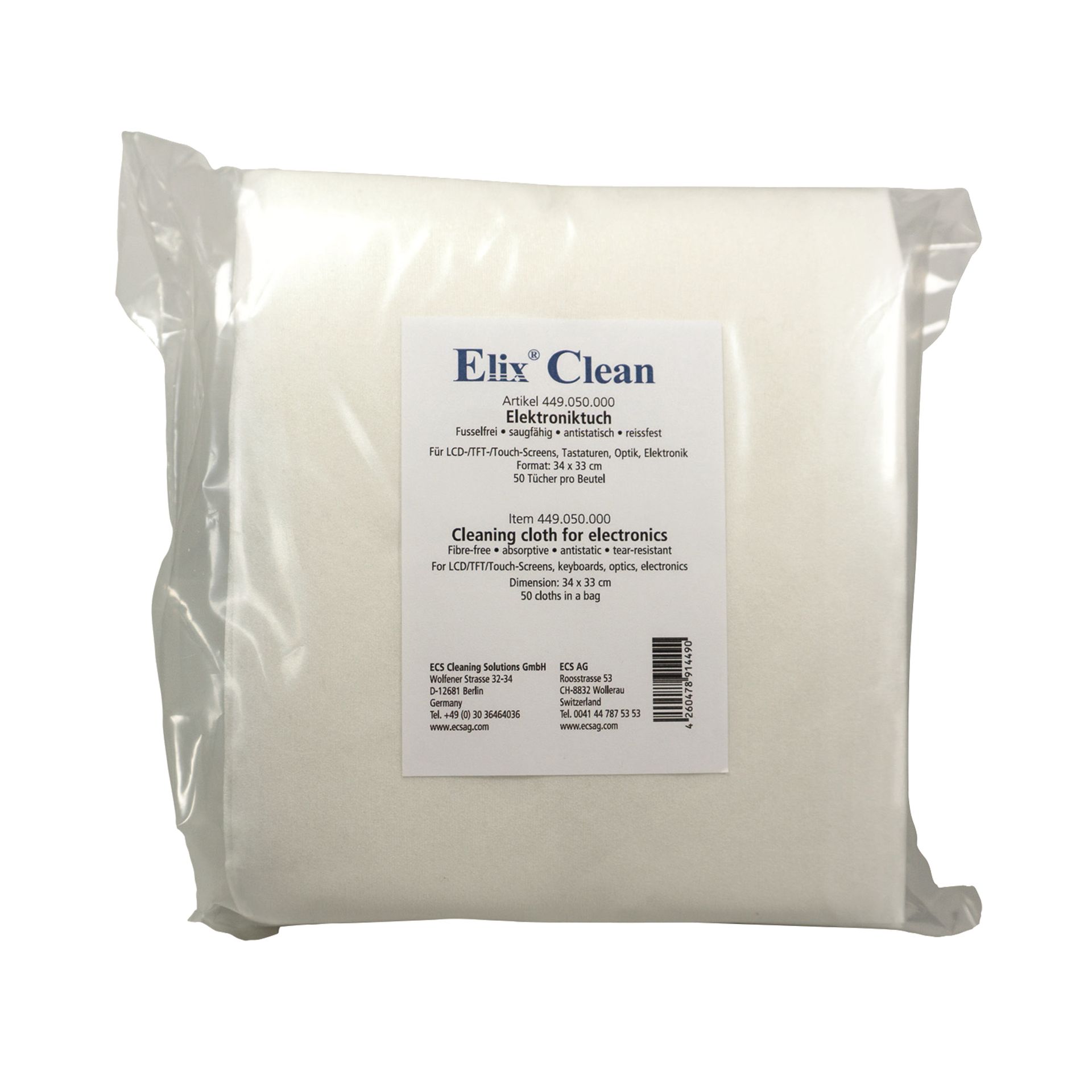Reinigungstuch ElixClean  34x33cm trocken 50St